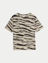 Womens Cotton Modal Blend Printed T-Shirt  Adomoo